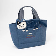 Kusuguru Japan Embroidered Cat Fabric Tote Bag