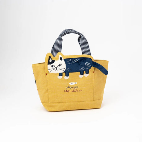 Kusuguru Japan Embroidered Cat Fabric Tote Bag