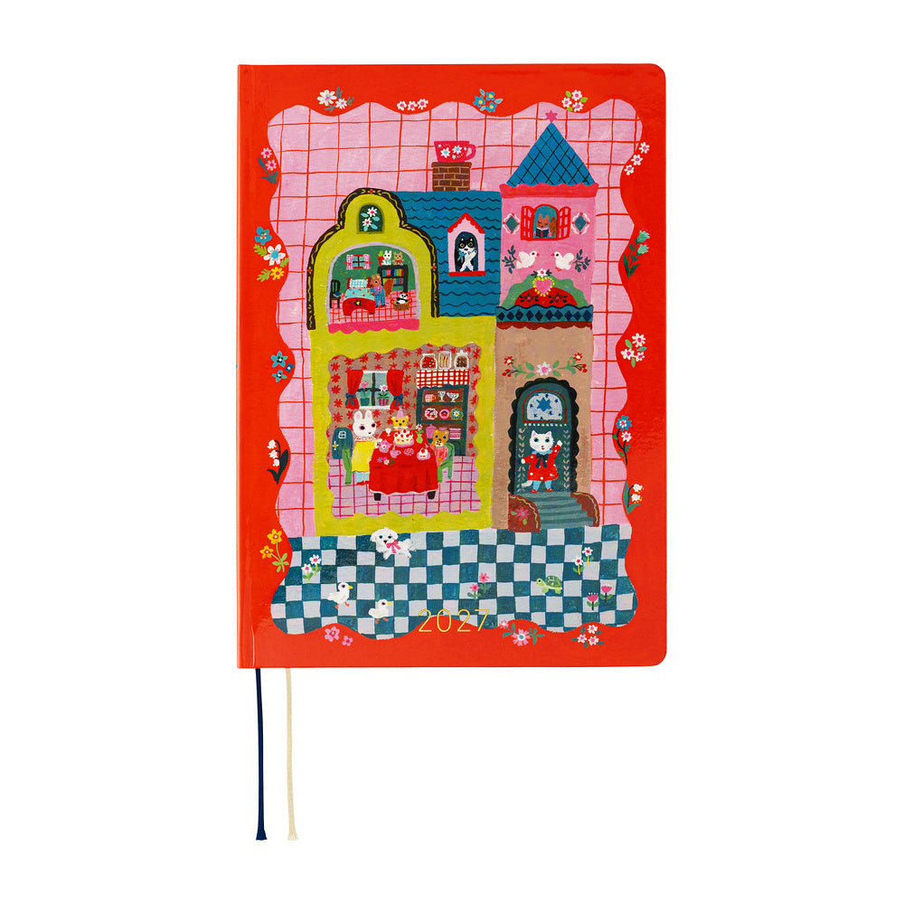 HOBONICHI TECHO 2027 | A5 HON | Yumi Kitagishi: White Cat & Rabbit's Tea Room