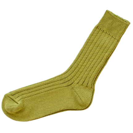 Nishiguchi Kutsushita Egyptian Cotton Ribbed Socks | Building Pistachio (2026 Limited Color)
