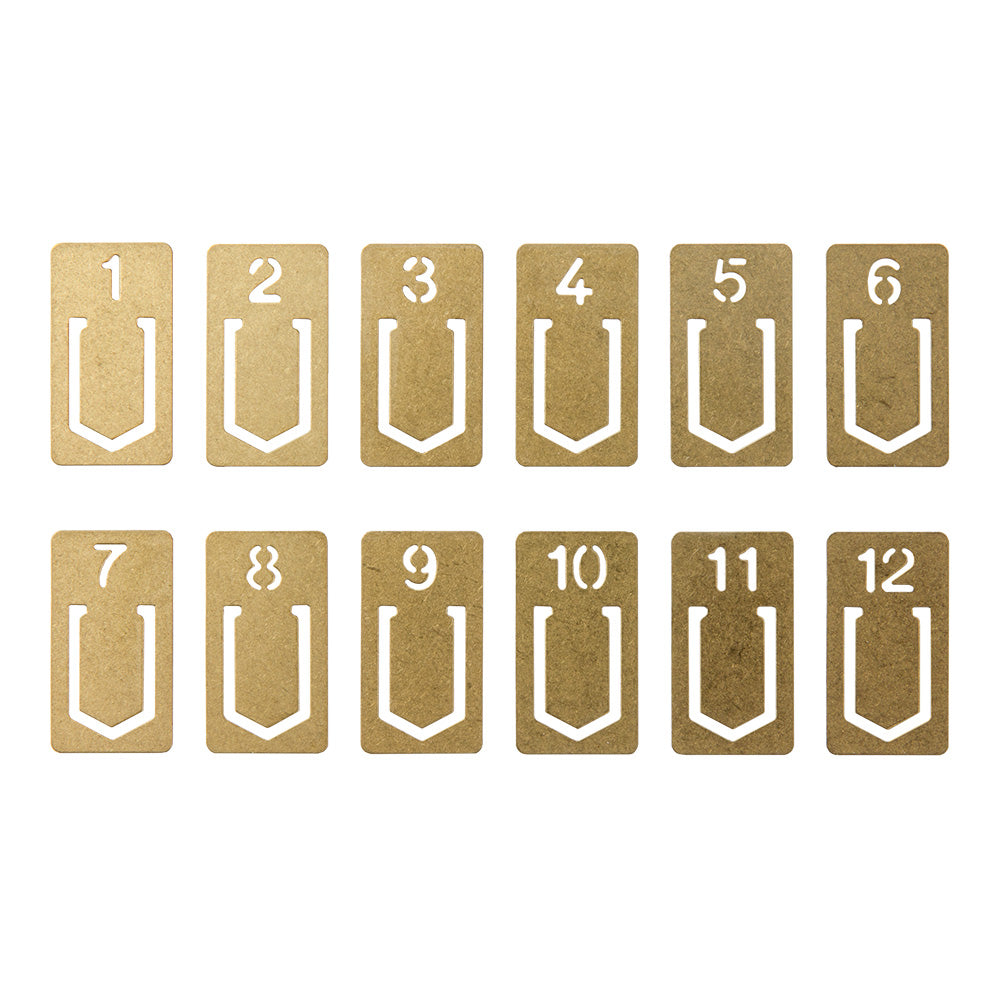Traveler's Brass Number Clips - Set of 12