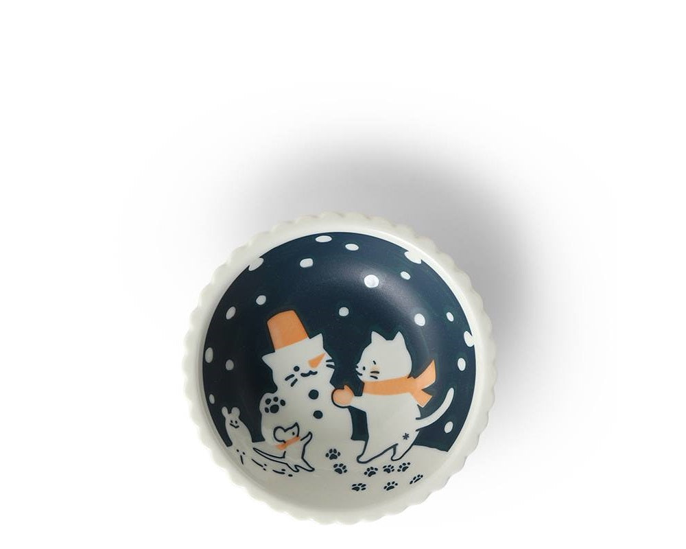 Cat w/ Snowman | Small Bowl