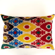 Geometric Velvet Pillow | Yellow & Red Multi | 24x16"