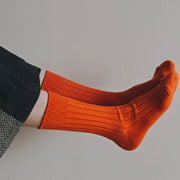 Nishiguchi Kutsushita Egyptian Cotton Ribbed Socks | Apricot Orange (2023 Limited Color)