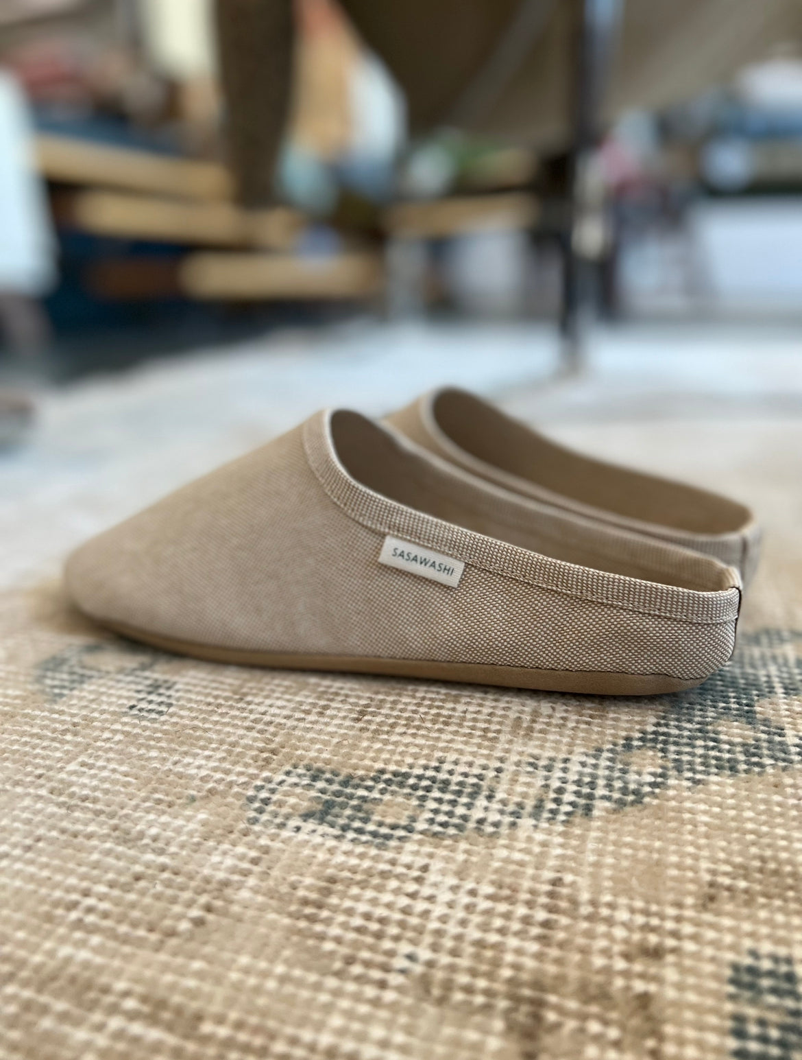 Sasawashi Japanese House Slippers Beige