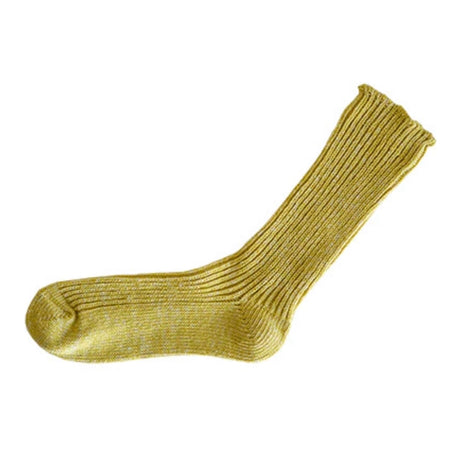 Nishiguchi Kutsushita Hemp Cotton Ribbed Socks | Vintage Yellow