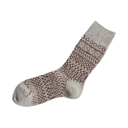 Nishiguchi Kutsushita Wool Jaquard Socks | Grey
