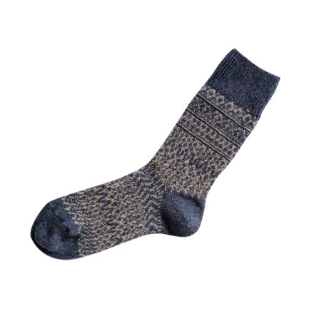 Nishiguchi Kutsushita Wool Jaquard Socks | Navy Color