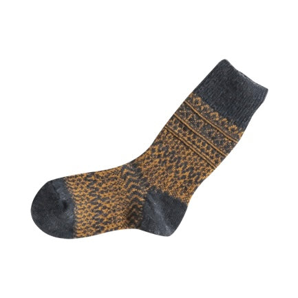 Nishiguchi Kutsushita Wool Jaquard Socks | Navy & Gold (Now in all sizes!)