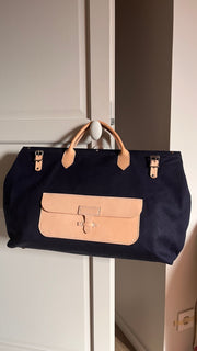 Edgar | Canvas & Leather Tote | Midnight Navy
