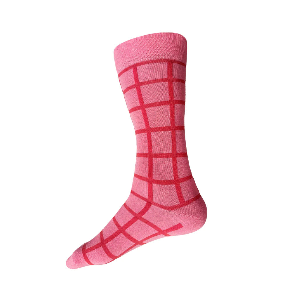 Grid Socks | Pink + Hibiscus