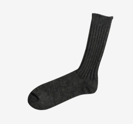 Nishiguchi Kutsushita Wool Ribbed Socks | Charcoal
