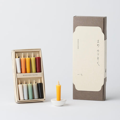DAIYO Rice Bran Candle + Holder Gift Set - White