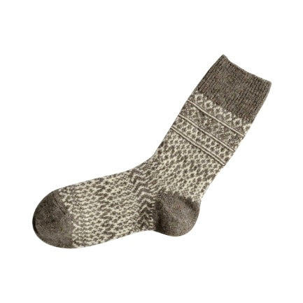 Nishiguchi Kutsushita Wool Jaquard Socks | Grey & White (now in all sizes!)